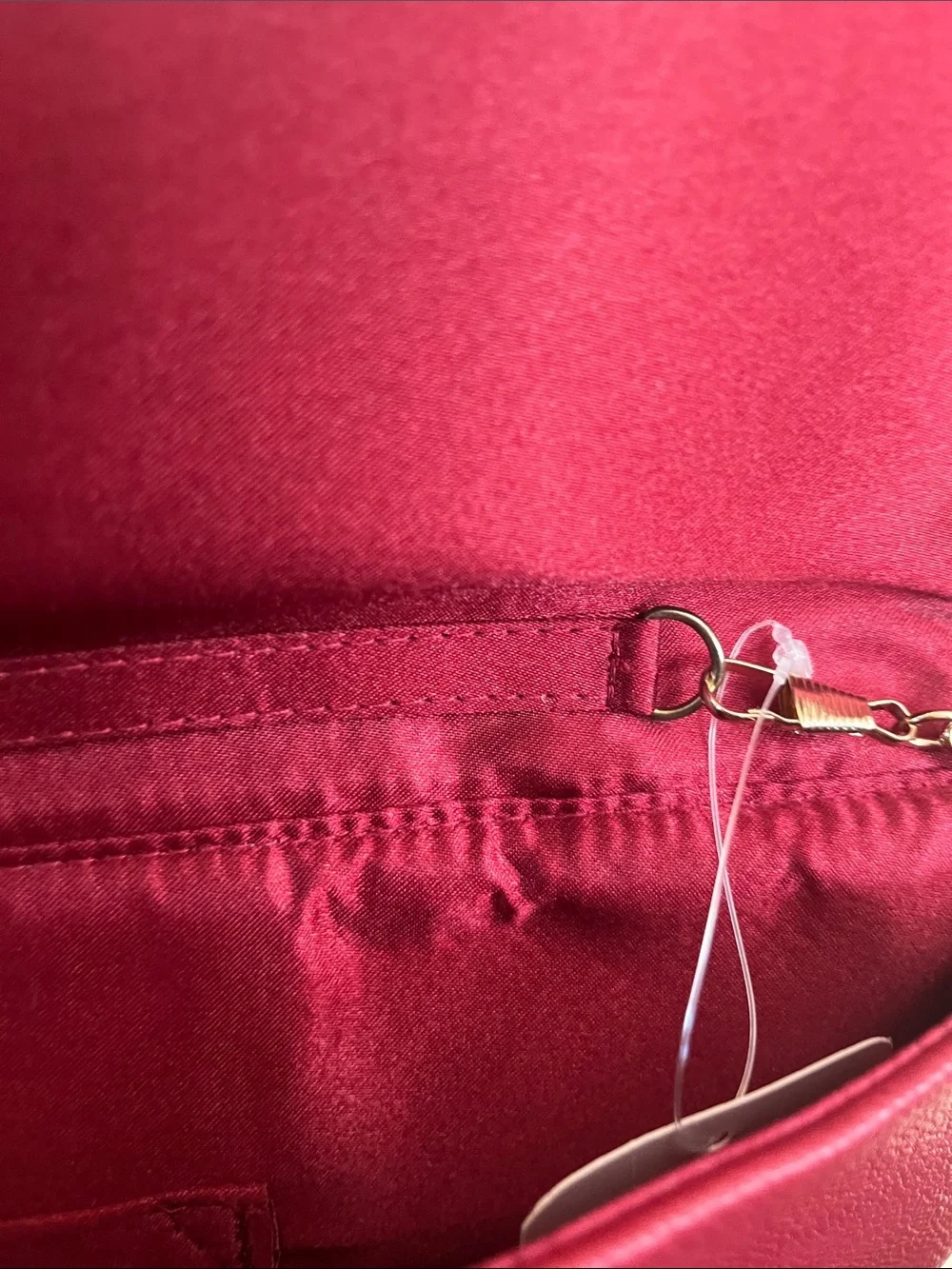 Gunne Sax Red Faux Leather Arielle Chain-Strap Clutch Shoulder Bag Size 6.5”x12”